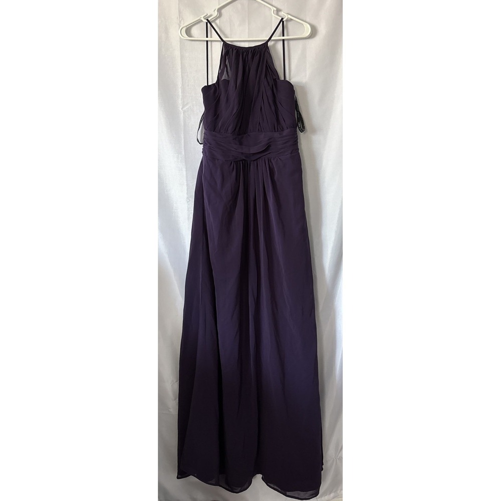Alfred Angelo Purple Bridesmaid Prom Formal Halter Top Dress Lined Size 10